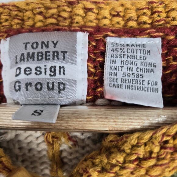 VTG Tony Lambert Cardigan Sweater S Ivory Multicolor Cabincore Cottagecore READ - Picture 8 of 15